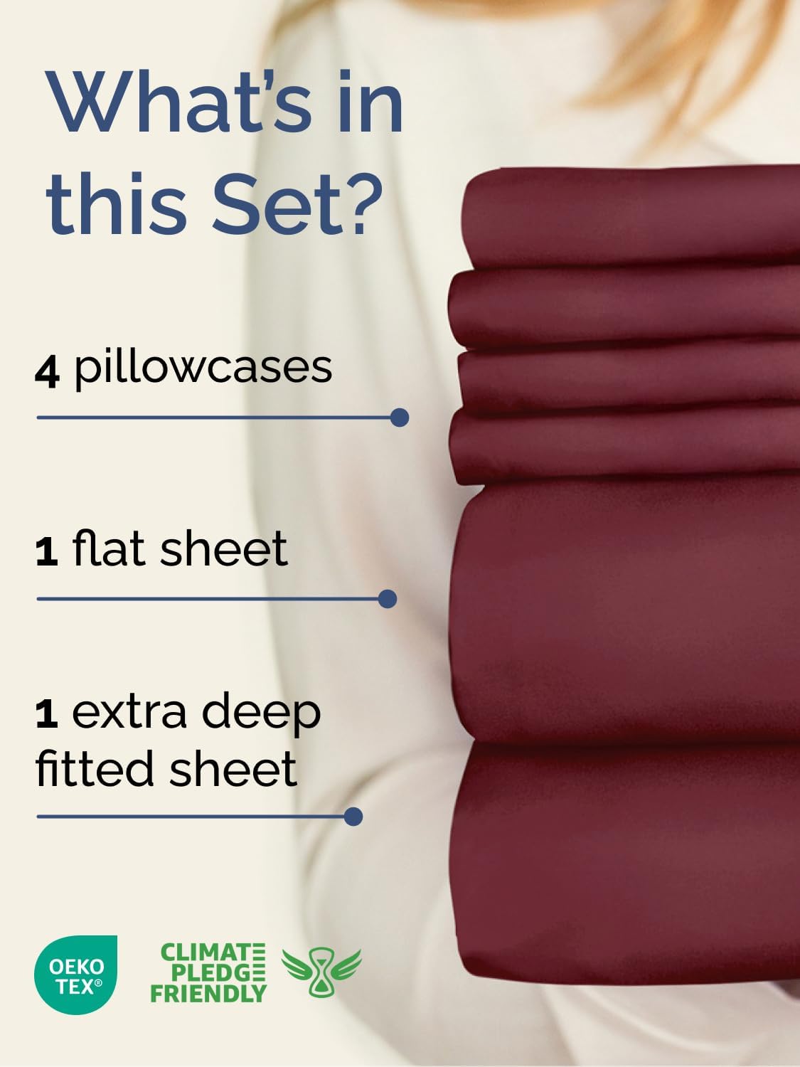 Skiennix Extra Deep Cal King Sheet Set - 6 Piece Breathable Cooling Bedding - Soft Wrinkle-Free Burgundy