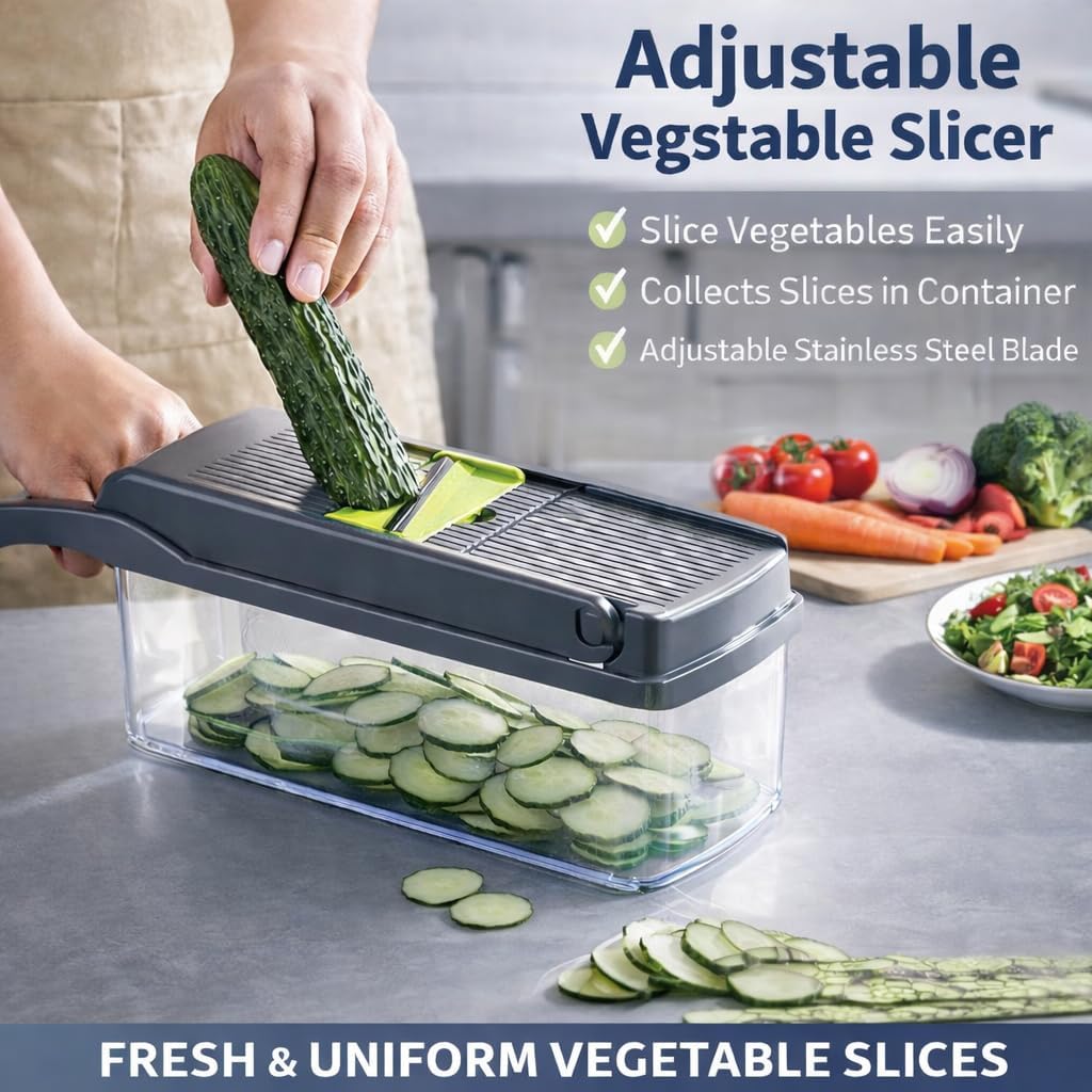 Skiennix 16-in-1 Vegetable Chopper - Versatile Mandoline Slicer with Container for Easy Food Prep