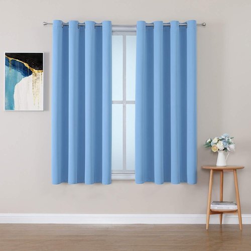 ChrisDowa Grommet Blackout Curtains - Thermal Insulated Room Darkening Panels (Sky Blue, 52W x 45L)