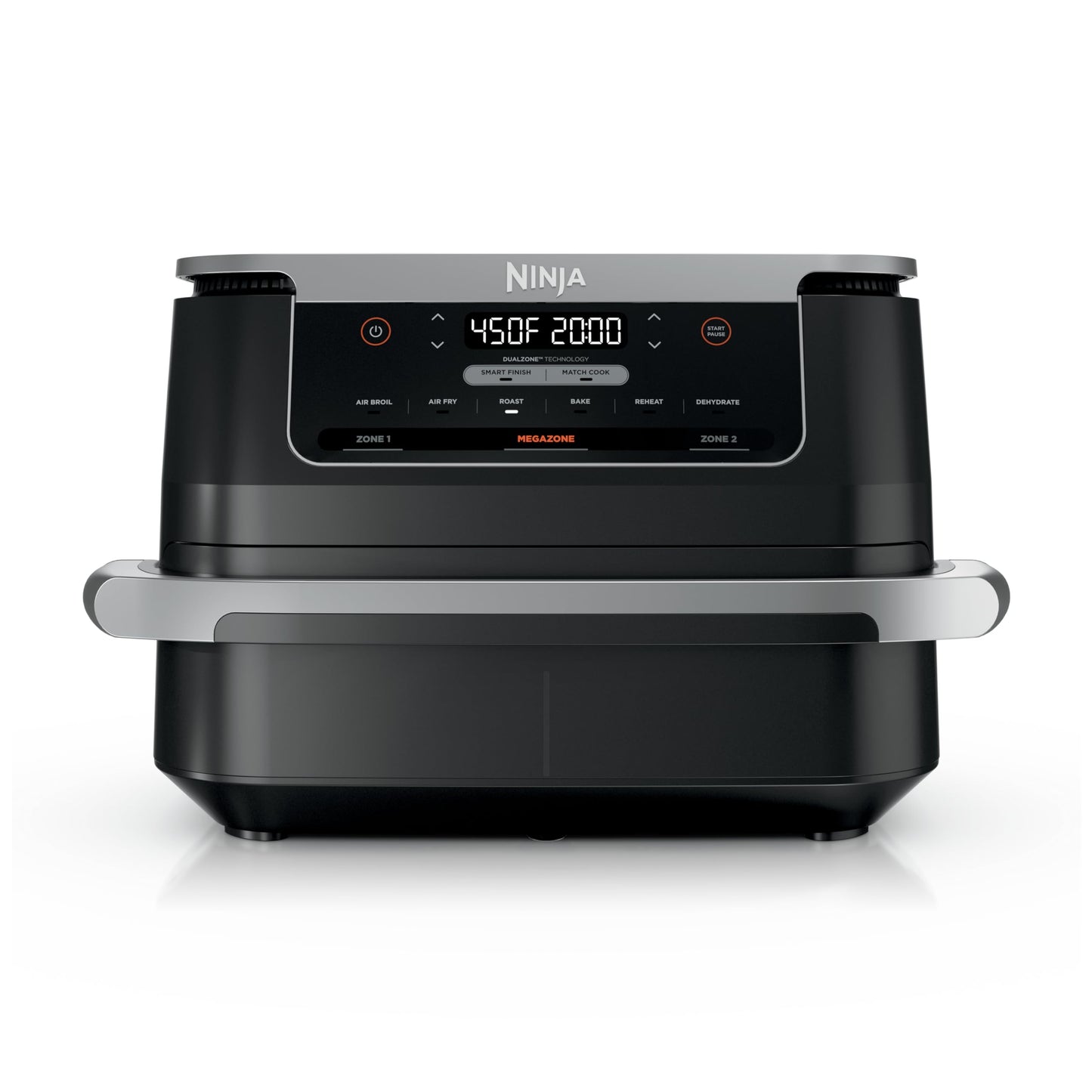 Ninja Foodi Air Fryer | 6-in-1 with 7-QT MegaZone & Basket Divider for Large Proteins & Full Meals | Cook 2 Foods at Once | 450° F | Air Fry, Roast, Broil, Dehydrate, Keep Warm & Bake | Black | DZ071
