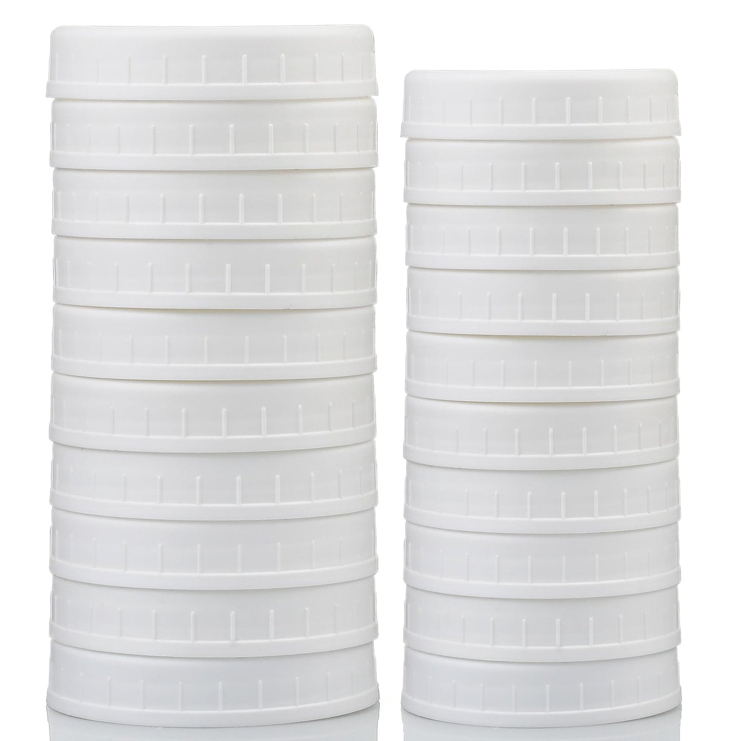 AOZITA 10 WIDE Mouth & 10 REGULAR Mouth Mason Jar Lids - 20 Pack Food Grade Plastic Mason Jar Caps for Ball, Kerr and More Canning Jars - Leakproof & Dishwasher Safe - White