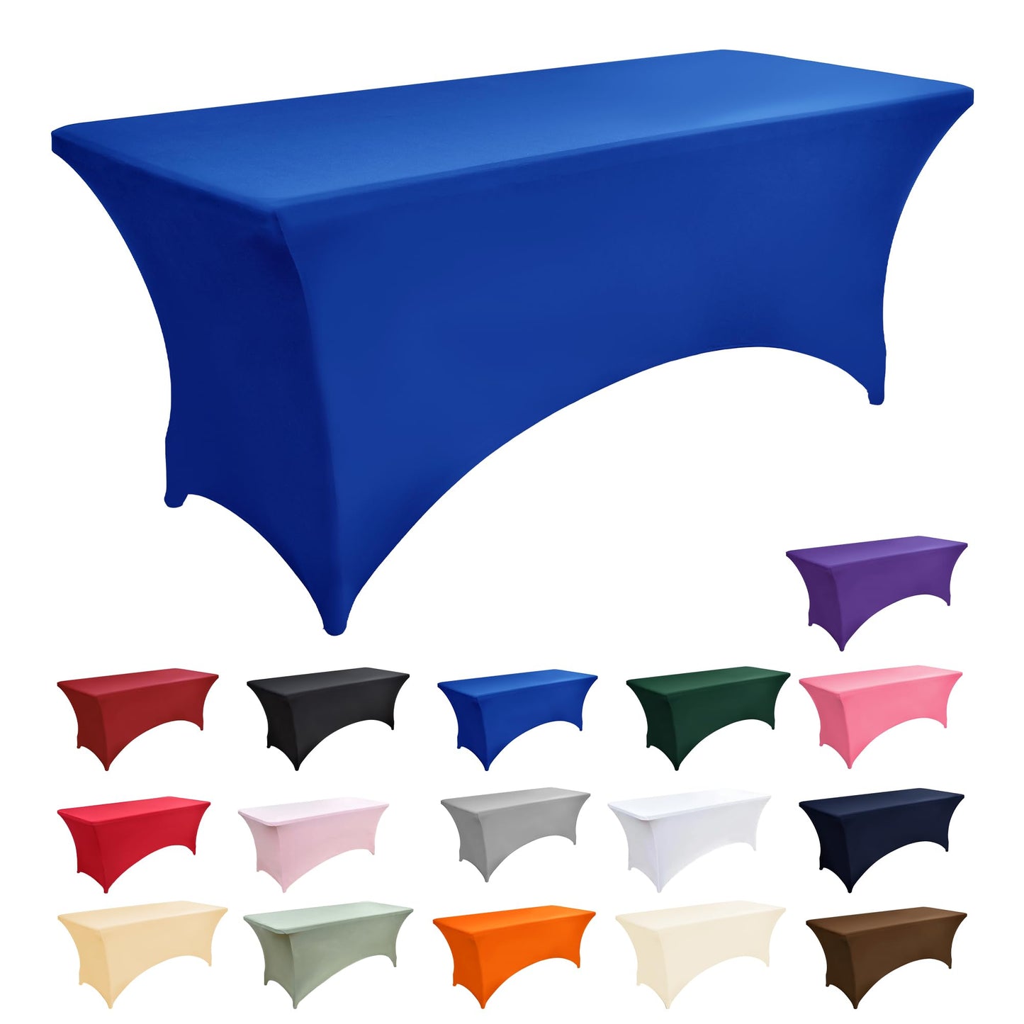 ZarzaaSik 10-Pack 4ft Spandex Table Covers for Rectangular Folding Tables - Wrinkle Resistant Stretch Tight Table Cloths - Fitted Table Protector for Parties, Trade Shows, Banquet, and Wedding