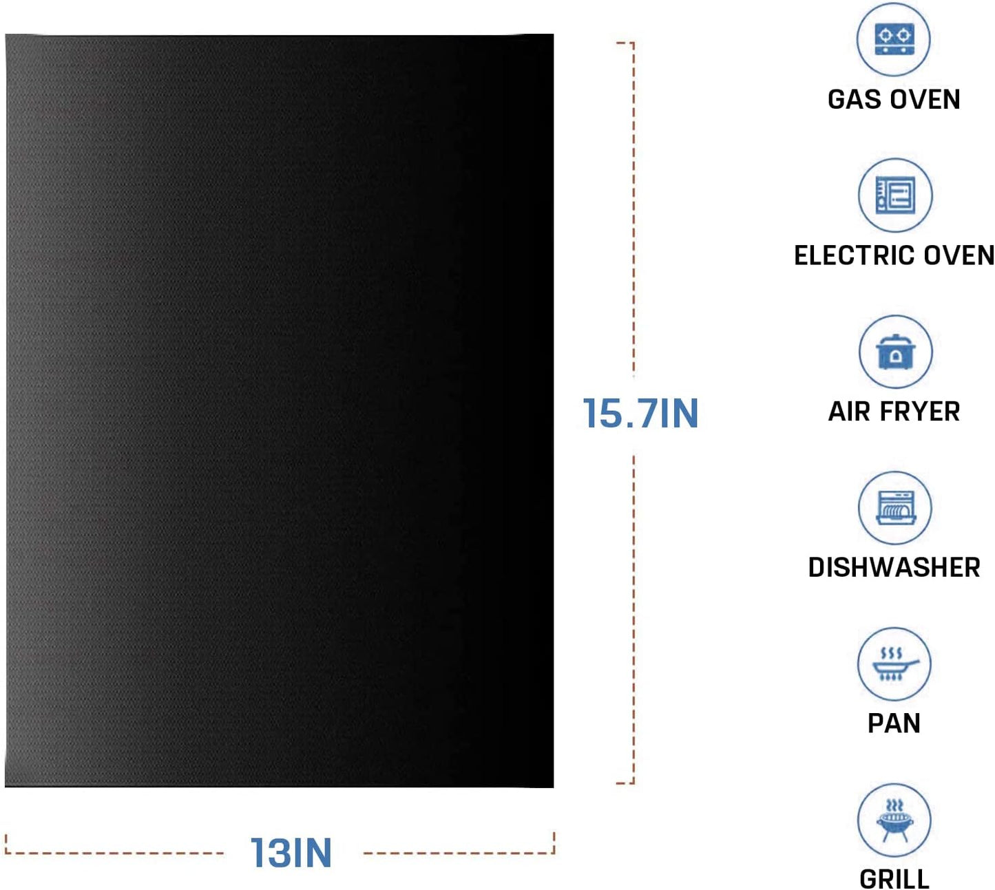 Skiennix Heavy-Duty Teflon Oven Liners - 5 Pack Reusable BBQ Grill Mats for Gas & Electric Ovens
