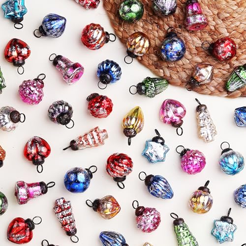 IndianShelf Retro Multi 1.25 Inch 25 Pieces Vintage Glass Christmas Tree Ornaments