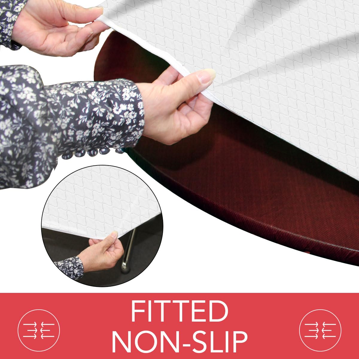 LAMINET - Deluxe Cushioned Heavy-Duty Elastic Edged Quilted Table Pad - Large Round - Fits Tables up to 45" - 56” Diameter - The Ultimate Protection for Your Table