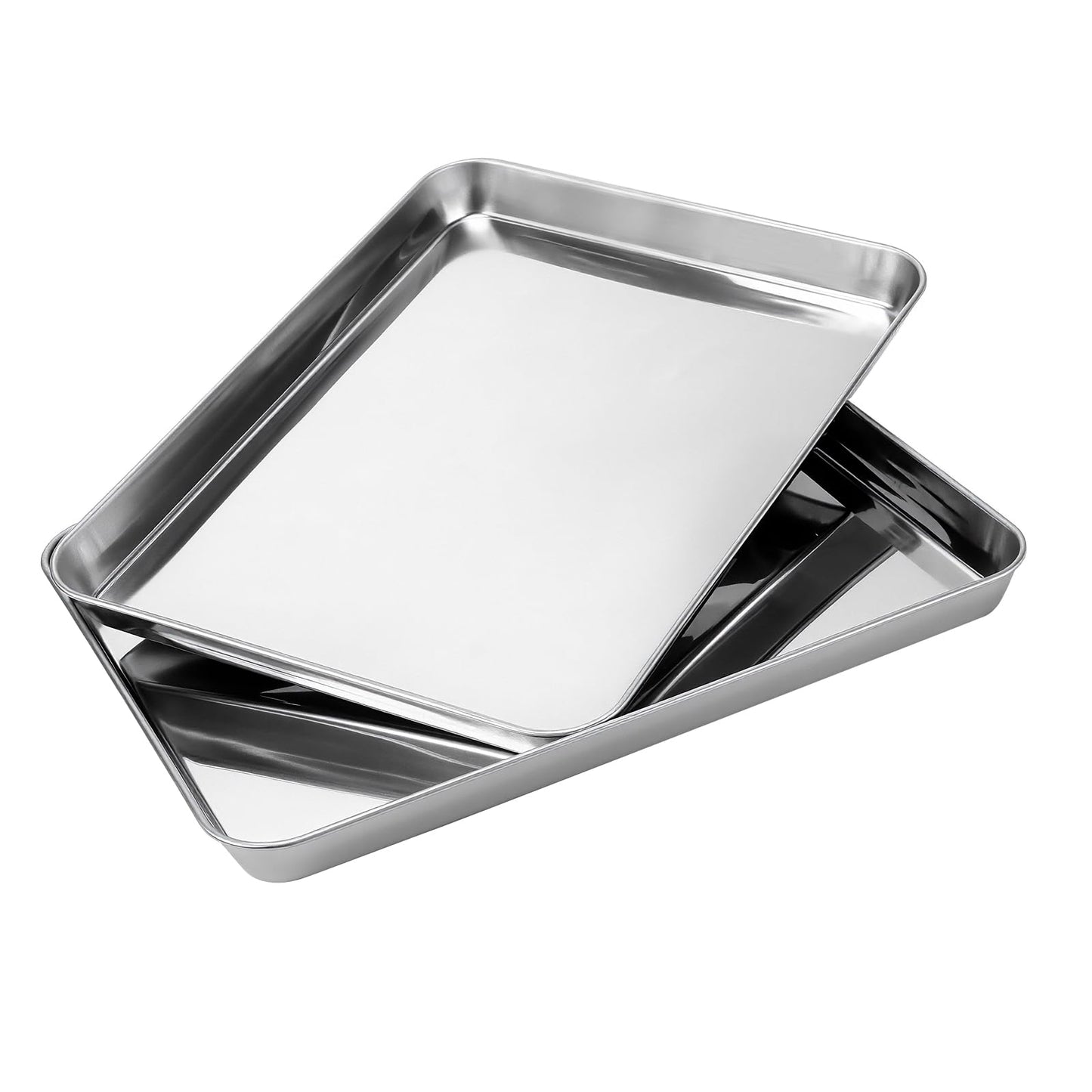 LEXININ Baking Sheet Set, 11.8 x 15.7 x 1 Inch, 8-Piece Stainless Steel Cookie Pan, Silver