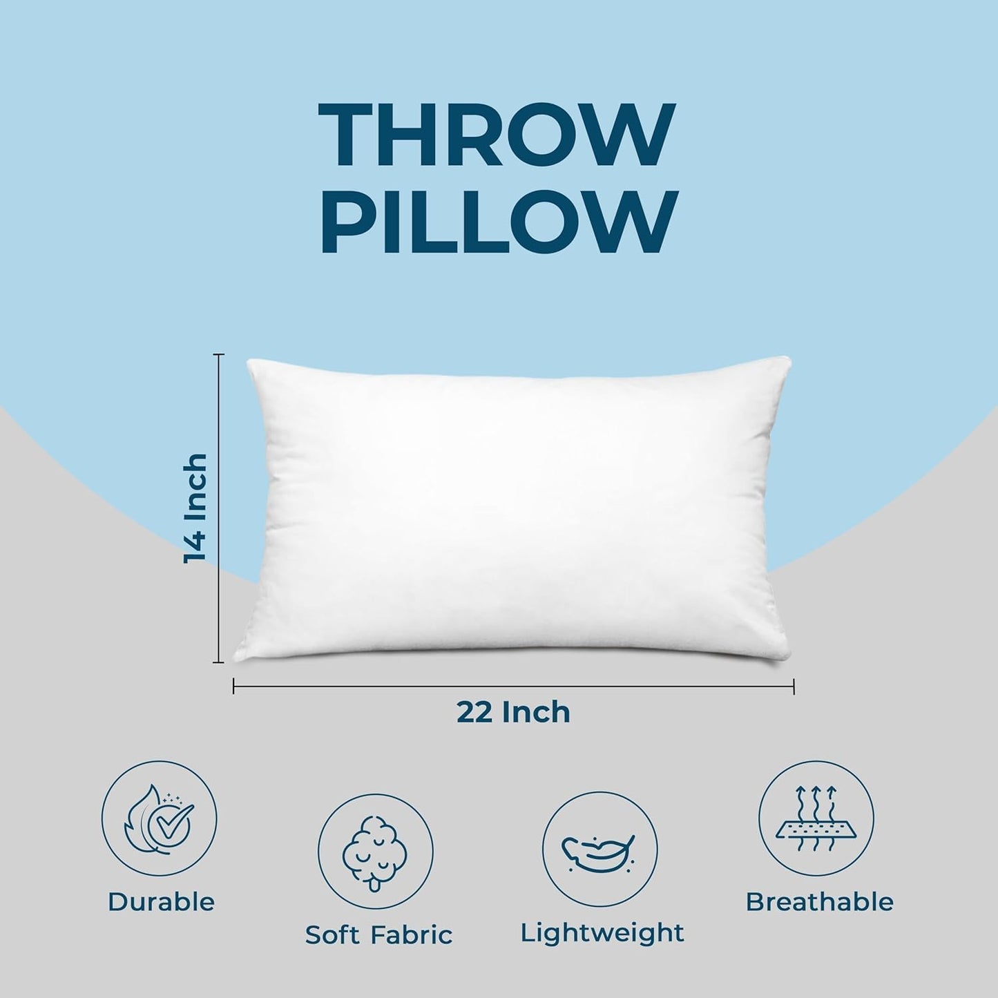 Utopia Bedding Throw Pillow - Fluffy Down Alternative Cushion for Bed & Sofa | 14 x 22 Inches, White