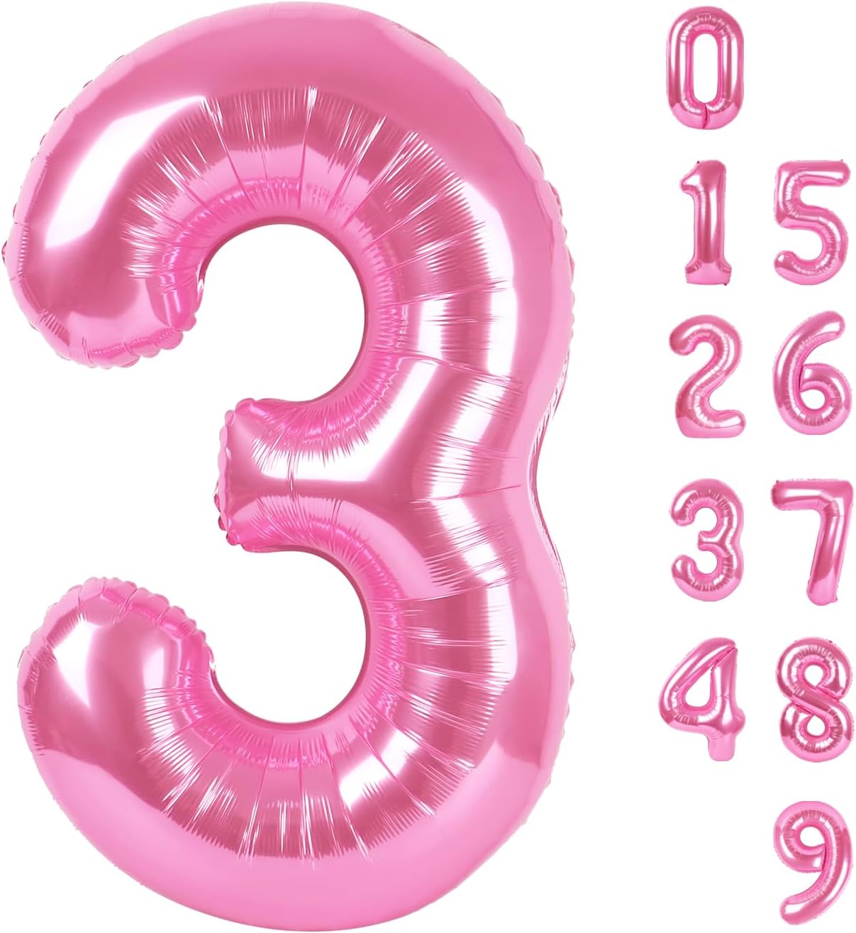 Numbers Balloon 3 - 40 Inch Large Pink Balloon for Three Year Old Birthday Decor | Party Decorations