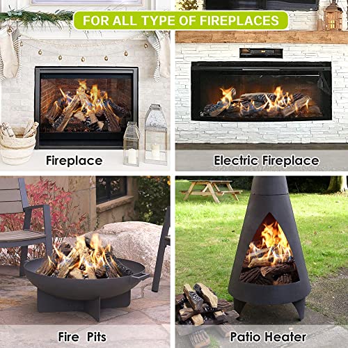 Large Ceramic Gas Fireplace Logs Set of 10 - Realistic Firewood for Indoor & Outdoor Firepits