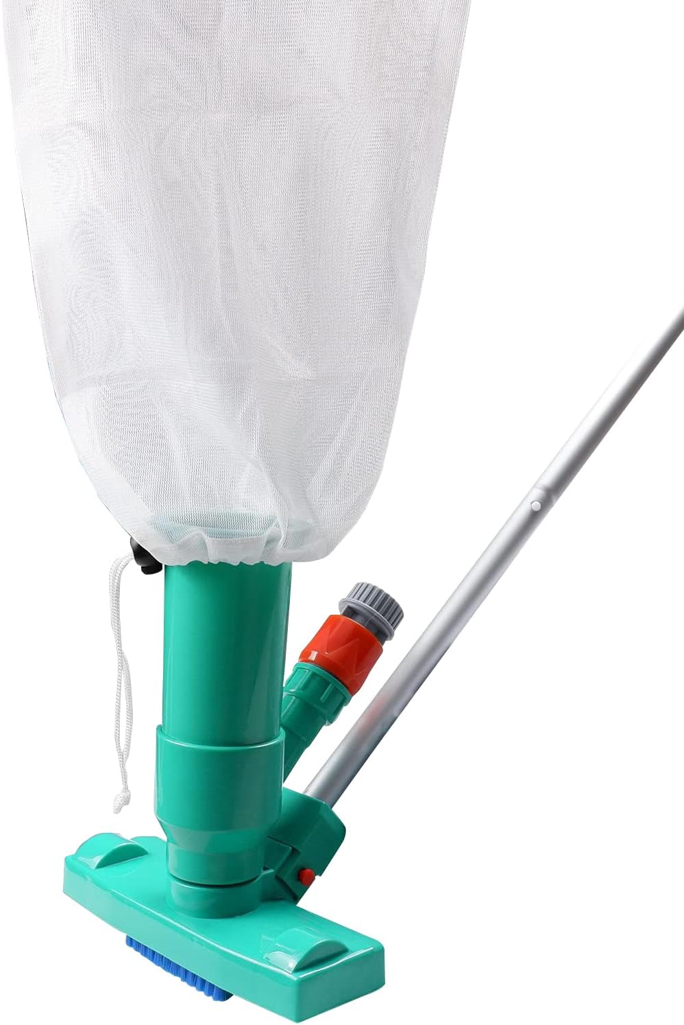 POOLWHALE Portable Pool Vacuum - Jet Underwater Cleaner with Brush & 6-Section Pole (56.5") for Above Ground Pools, Spas & Fountains