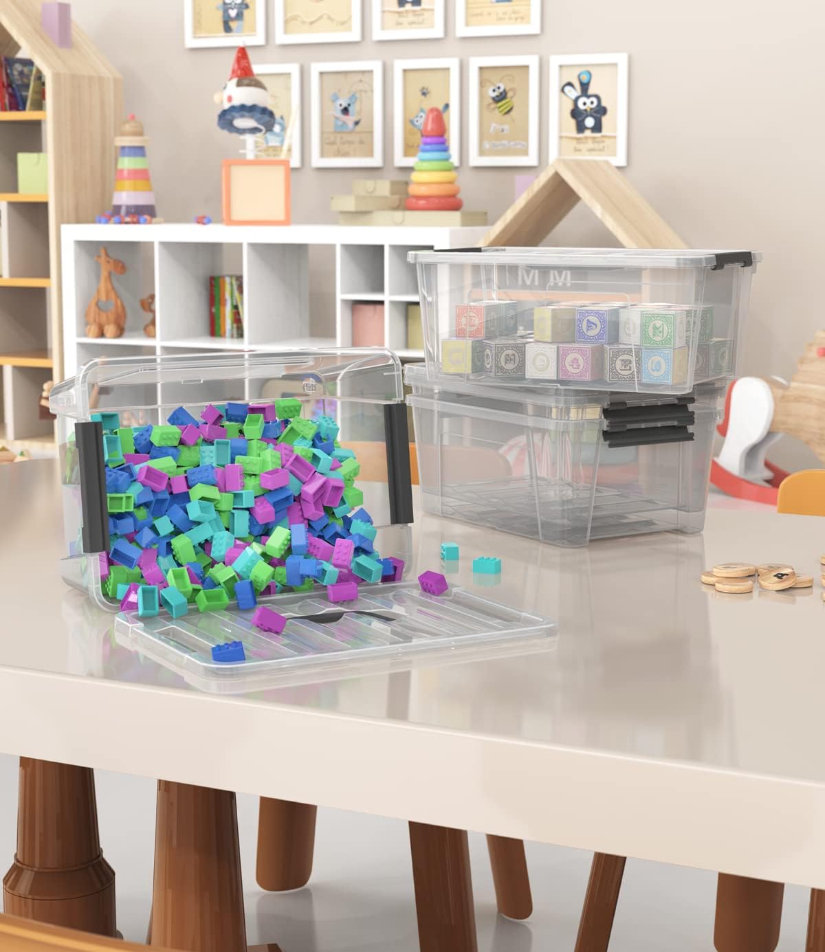 WYT Clear Storage Latch Bins - 6-Pack Organizer Box with Handles & Lids | 5-Litre Capacity