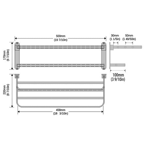 BOZWELL Bathroom Lavatory Towel Rack with Two Towel Bars,Brushed Satin Nickel 20-Inch Towel Shelf with Towel Bar,Towel Holder 1011-BSN-50 (Brushed Satin Nickel Finish)