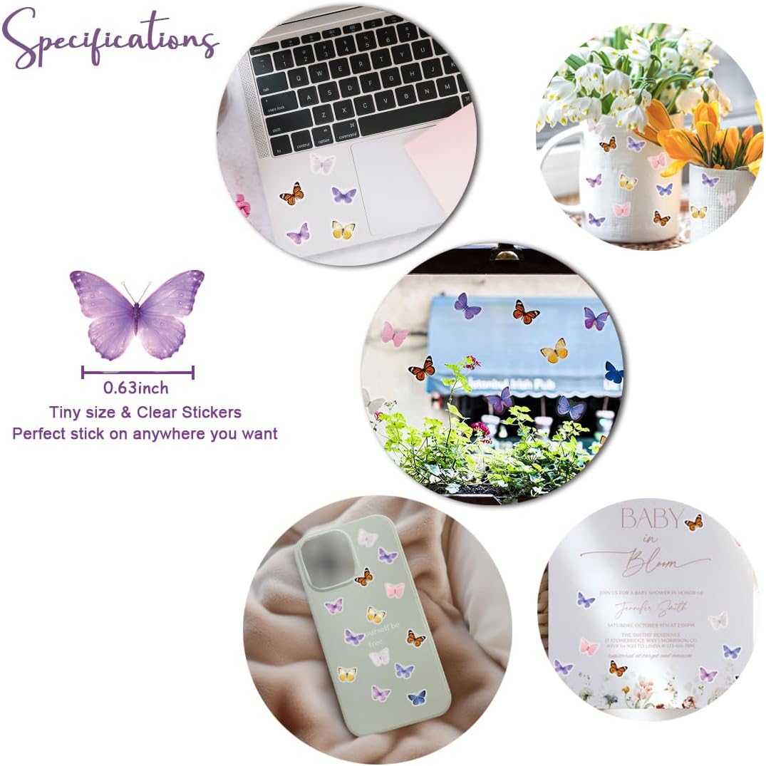 Skiennix Butterfly Decor Stickers - 120PCS Mini Butterfly Decorations for Birthday & Home Decor
