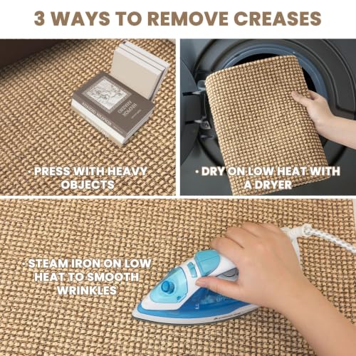 Earthall 4x6 Ft Woven Washable Area Rug - Non Slip Entryway Carpet in Orange/Tan/Brown