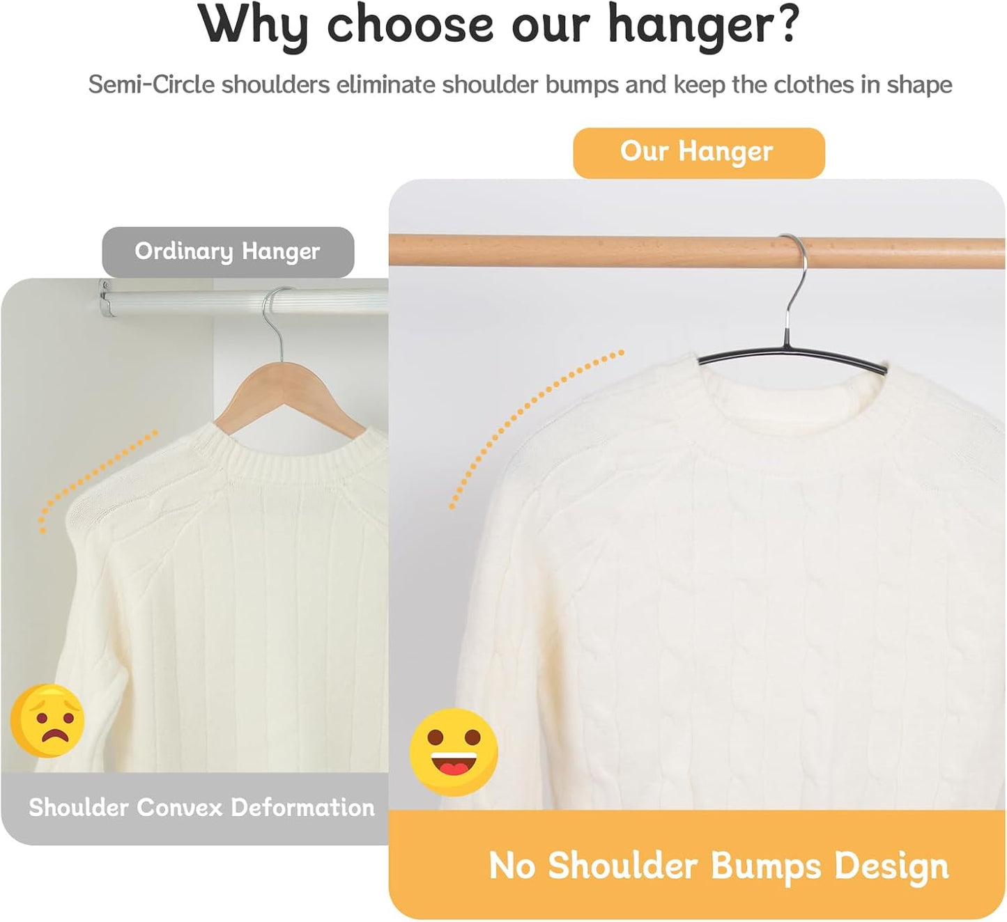 Nature Smile Non-Slip PVC Coating Hangers - Wide Shoulder Design for Suits & T-Shirts | Black, 10-Pack