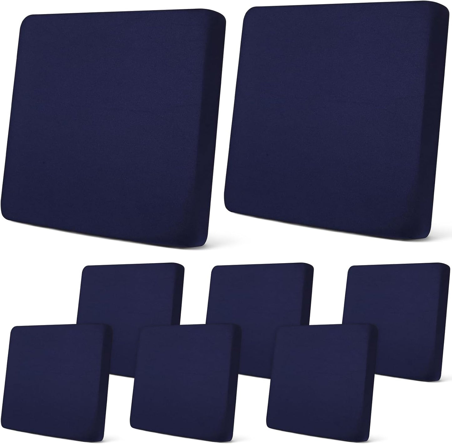 Newwiee 8Pcs Patio Cushion Covers - Stretch Waterproof Replacement Slipcovers for Outdoor Furniture | Navy
