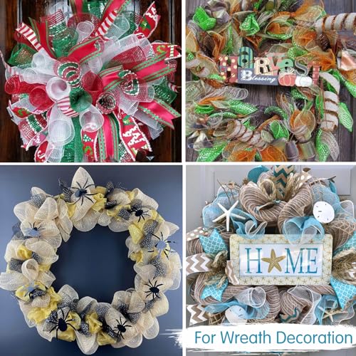 TONIFUL Red White Green Decorative Mesh Ribbon Rolls 10 Yards, 3 Pack for Christmas Wreaths & Party Decor