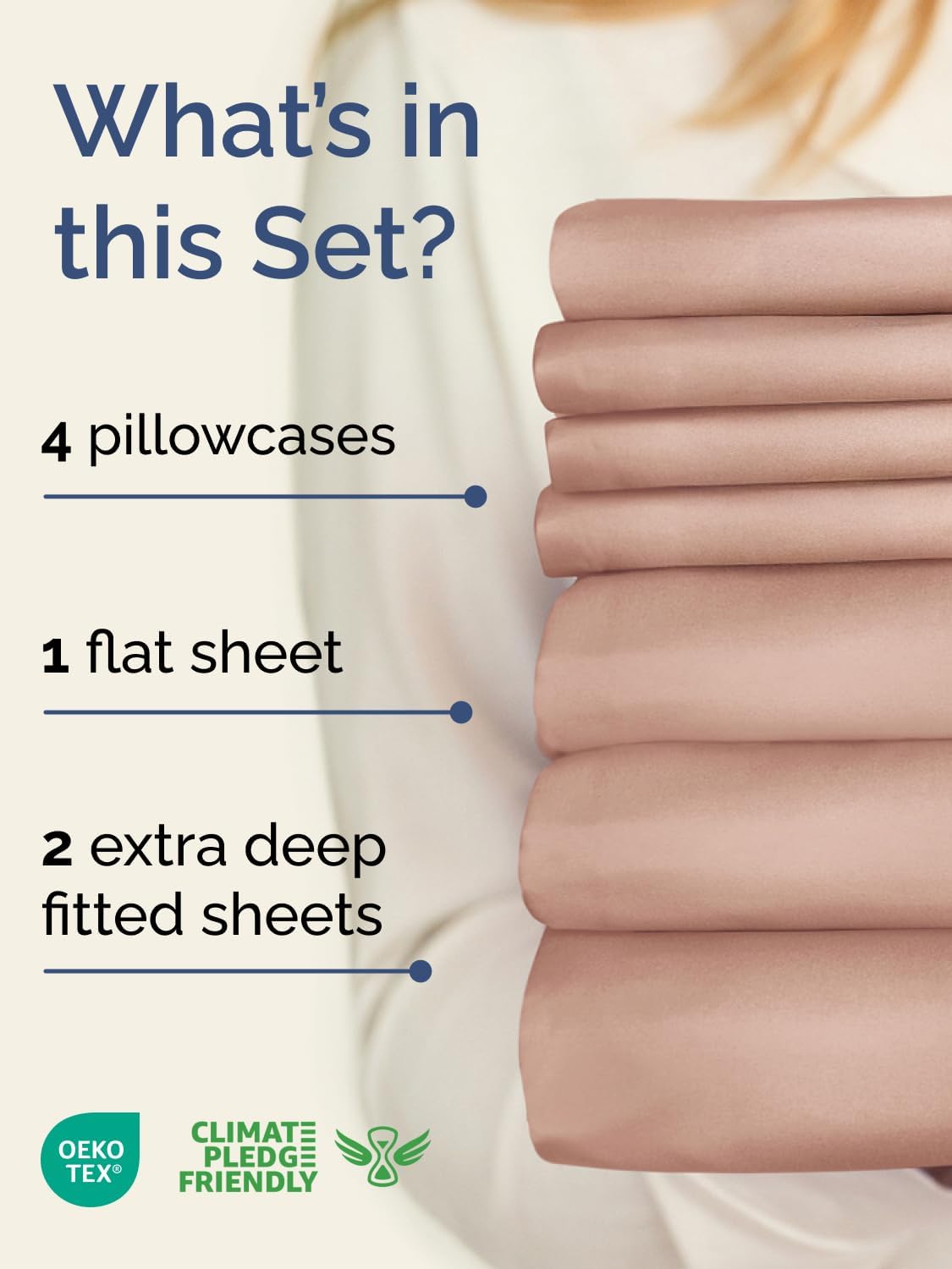 Skiennix Extra Deep Split King Sheet Set - 7 Piece Breathable Cooling Bedding - Soft, Wrinkle-Free Mauve