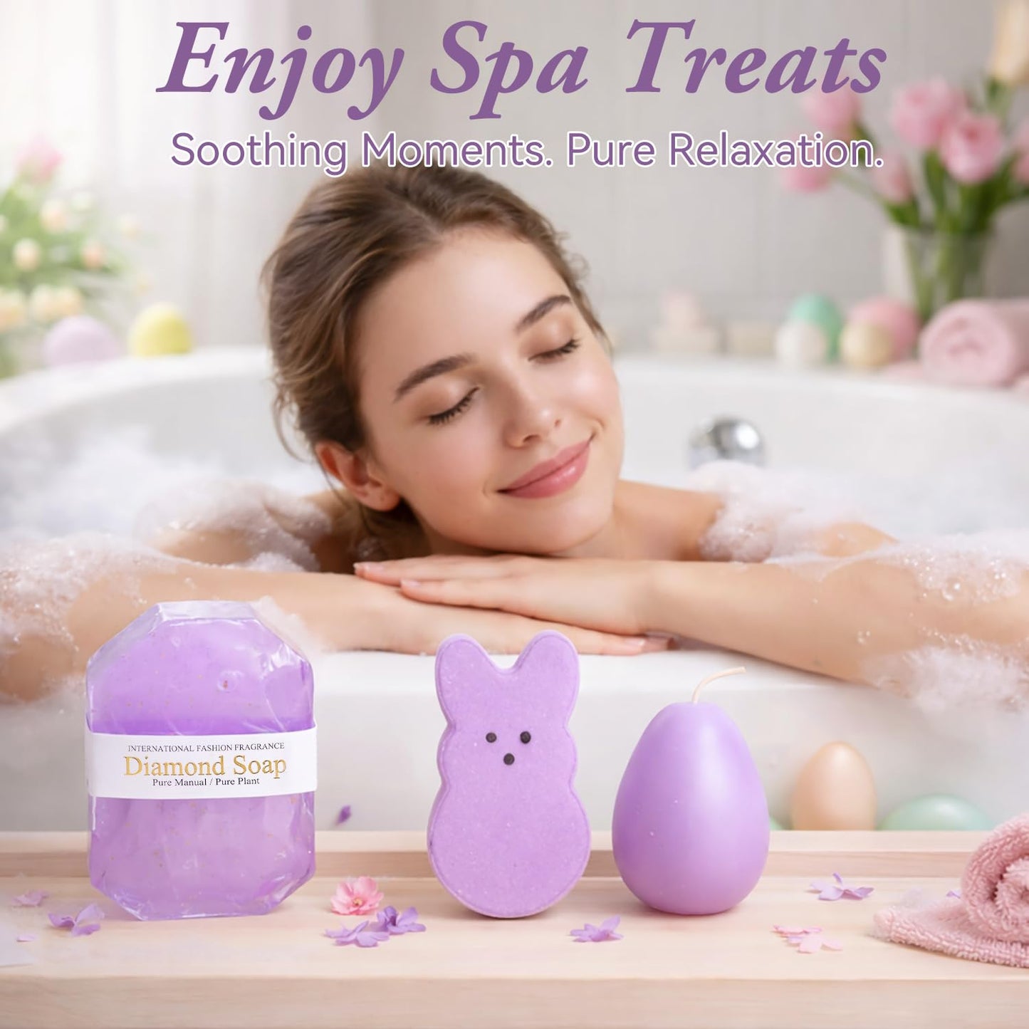 Larchio Easter Basket Stuffers for Women Teens Girls, Easter Gifts for Women with Bunny Tumbler Socks and Flower Hair Clips Spring Gifts for Wife Daughter Sister
