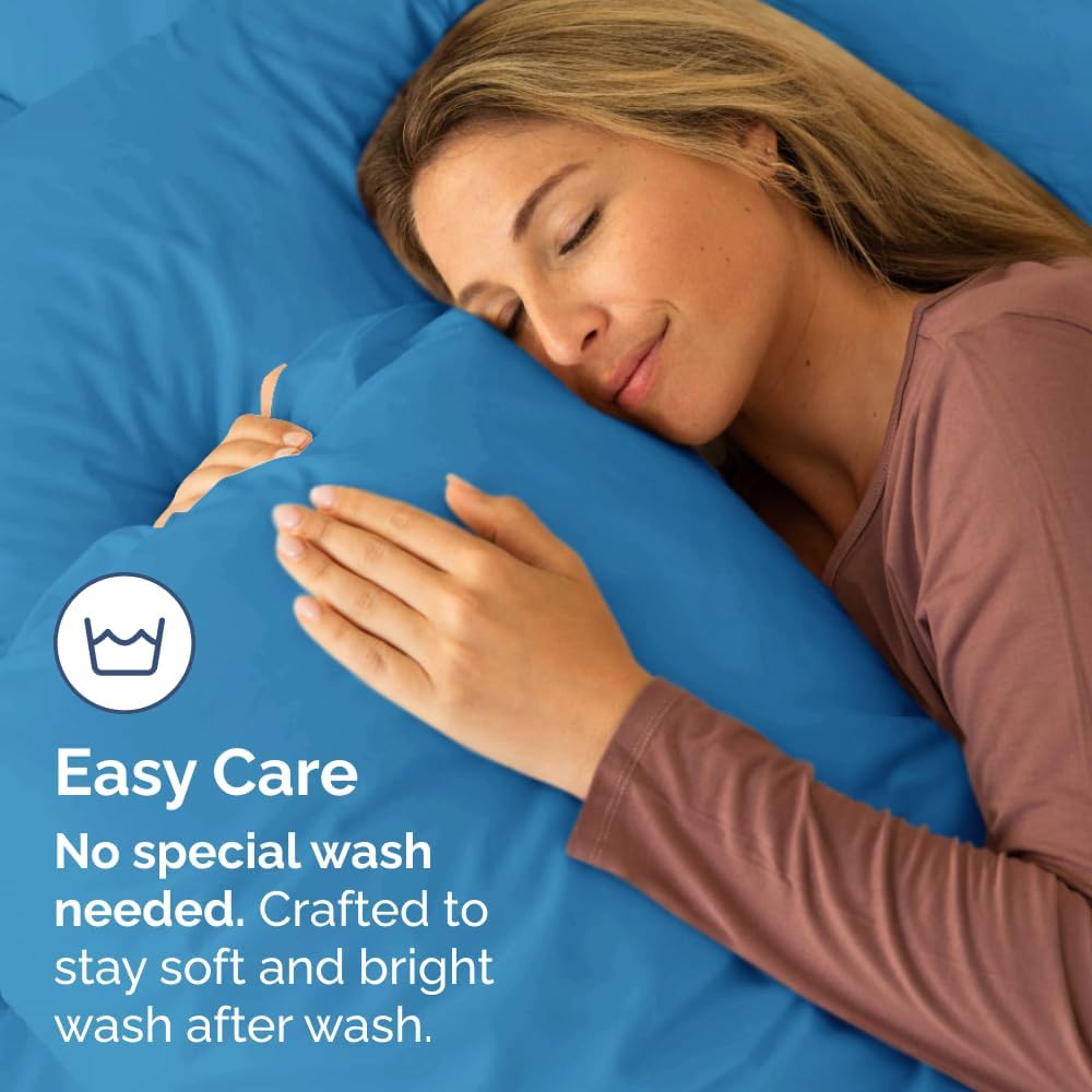 King Standard Pillow Cases | Set of 4 Soft Hotel Quality Covers - Comfy Denim Blue Bedding for All Ages