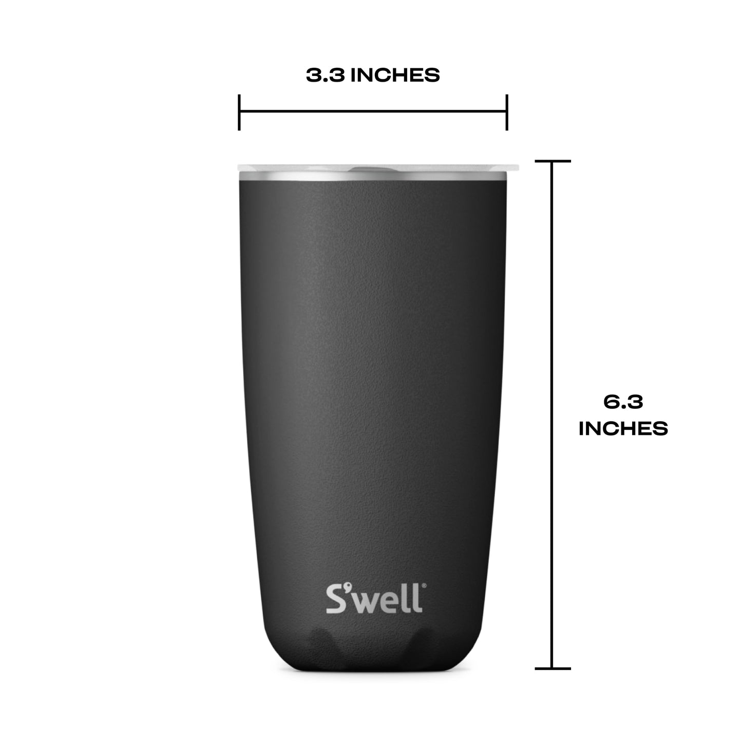 S'well Stainless Steel Tumbler with Slide-Open Lid, 18oz, Onyx, Triple Layered Vacuum Insulated Containers Keeps Drinks Cold for 12 Hours and Hot for 4, BPA Free