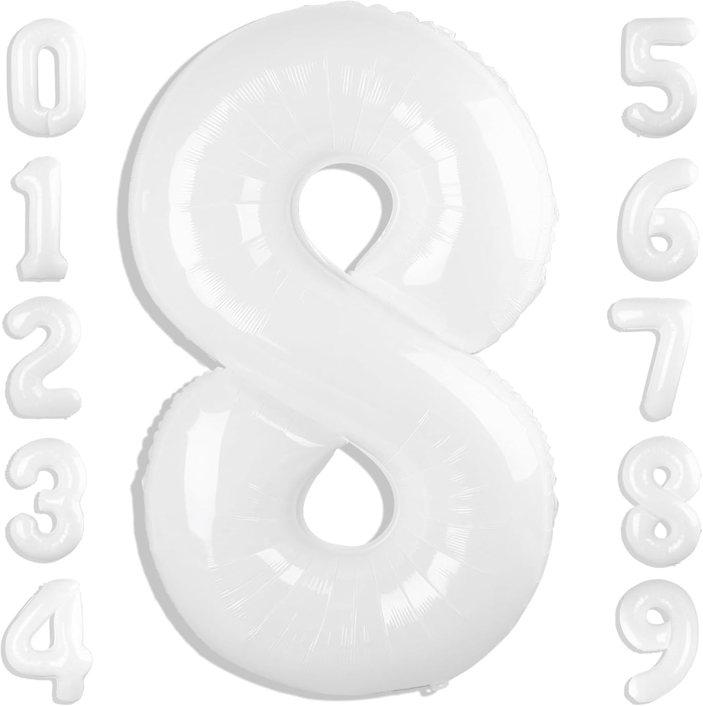 40 Inch White Number 8 Balloon - Perfect for 8th Birthday Parties, Weddings & Graduations