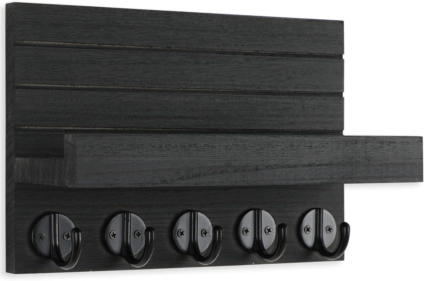 Lwenki Key Holder - Decorative Wall-Mounted Key and Mail Organizer with Shelf | Paulownia Wood (9.8”W x 6.7”H x 4.2”D)