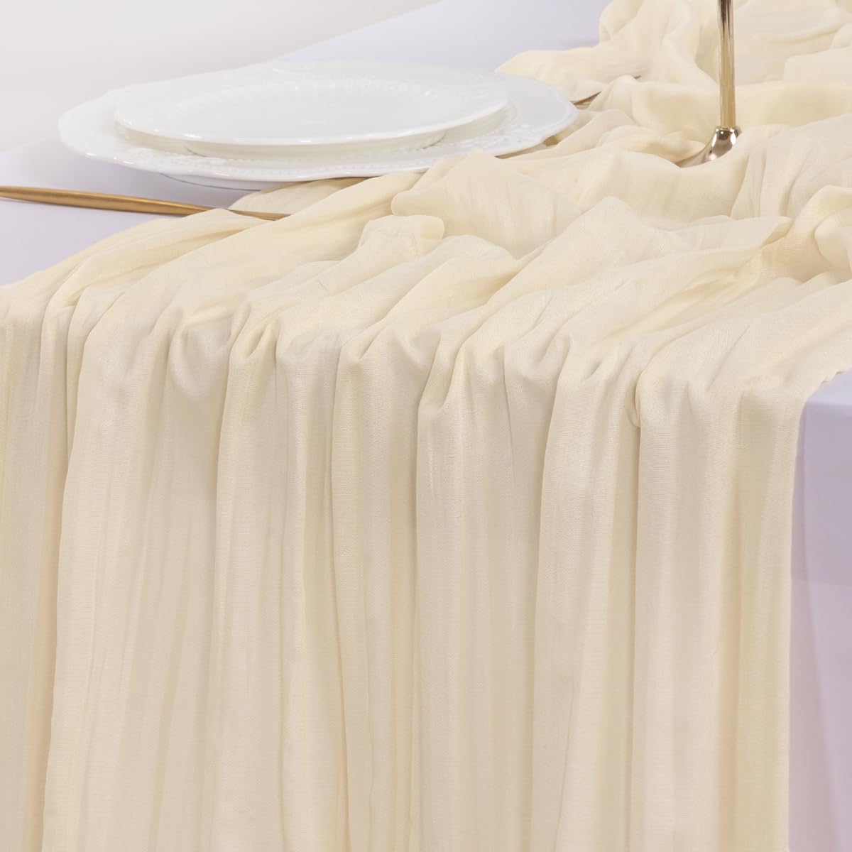 Socomi 3pcs Beige Easter Spring Cheesecloth Table Runner Boho Rustic Gauze 120 inch 10FT Cheese Cloth Runner for Wedding Party Baby Shower Birthday Home Decor Holiday Decorations
