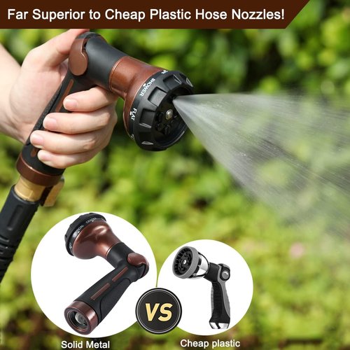 FANHAO Heavy Duty Metal Garden Hose Nozzle - Ergonomic Thumb Control Design