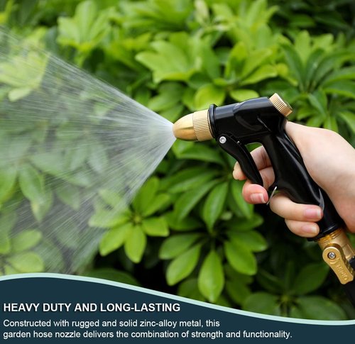 ESOW Heavy Duty Metal Garden Hose Nozzle - Adjustable Brass Spray Gun for High Pressure Watering | Perfect for Plants, Pets, and Cars