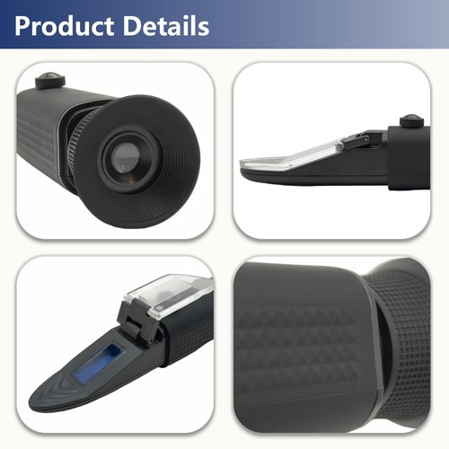 Brix Refractometer with ATC, 0-32% Dual Scale - Specific Gravity & Brix, Hydrometer in Wine Making and Beer Brewing, Homebrew Kit