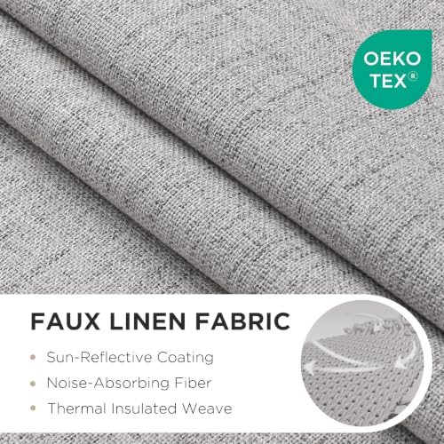 Joydeco Greyish White Blackout Curtains 96 Inches Long, 2 Panels Light Blocking Thermal Insulated Room Darkening Drapes with Grommets
