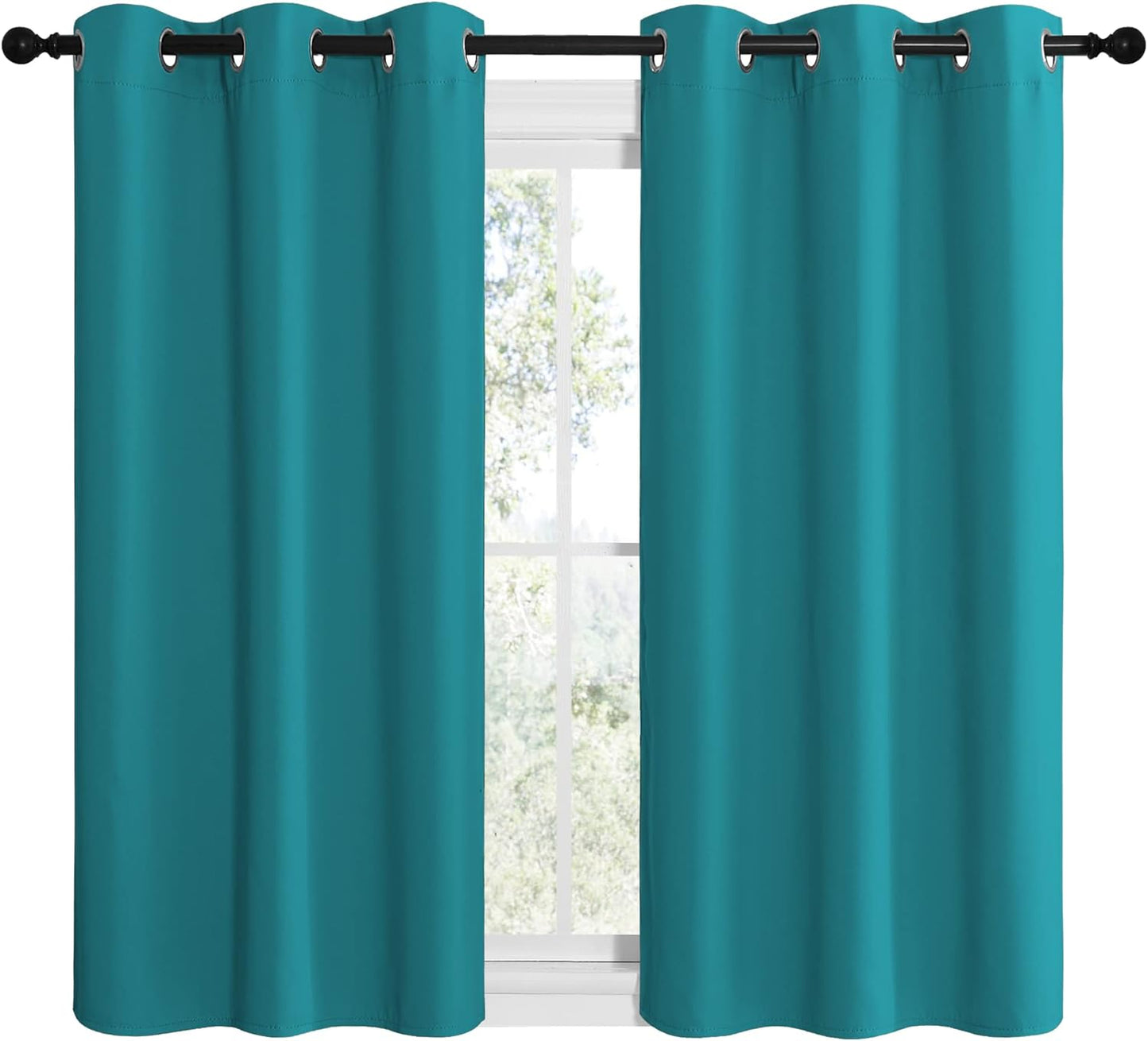 NICETOWN Blackout Curtains - Thermal Insulated Room Darkening Panels | 48-Inch Length, Peacock Teal, 2 Pieces