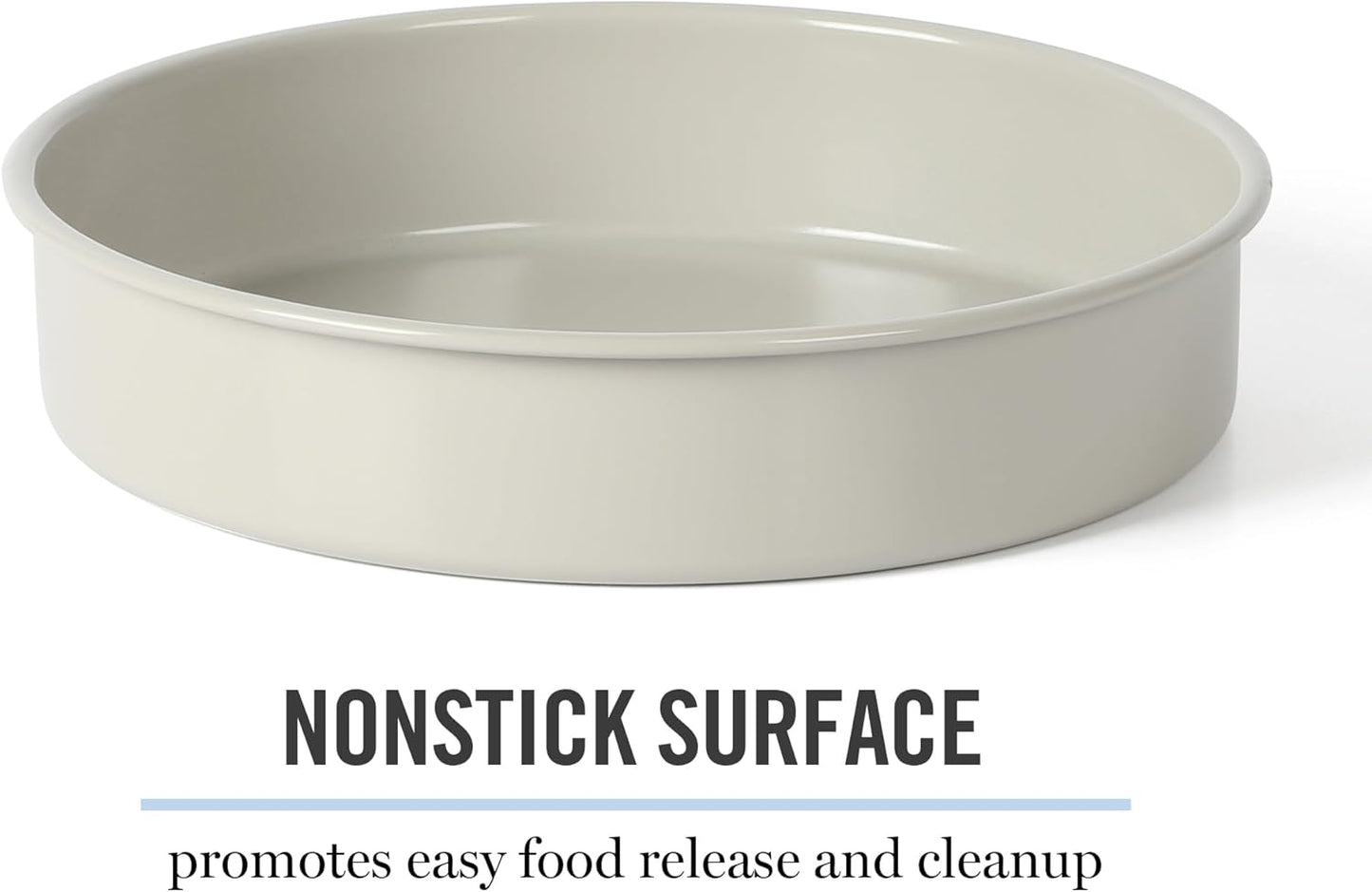 Martha Stewart Gallen 8-Inch Round Nonstick Cake Pan - Durable Carbon Steel for Even Baking, Cool Grey