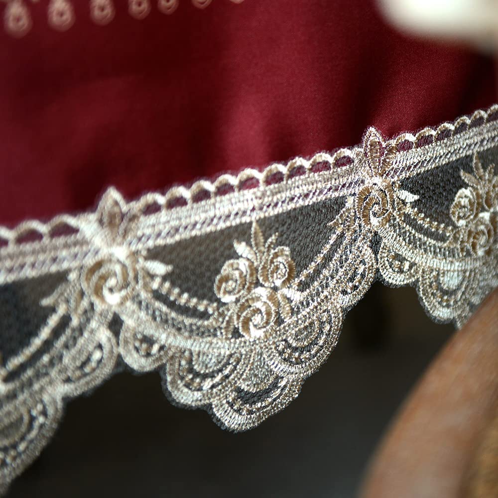SUTAVIA Lace Embroidered Table Cloth,Rectangular Farmhouse TableCover,Classic Oblong Antique Flower Decor Macrame Tablecloth (Burgundy, Rectangle/Oblong,60 x 84 Inch,6-8 Seats)