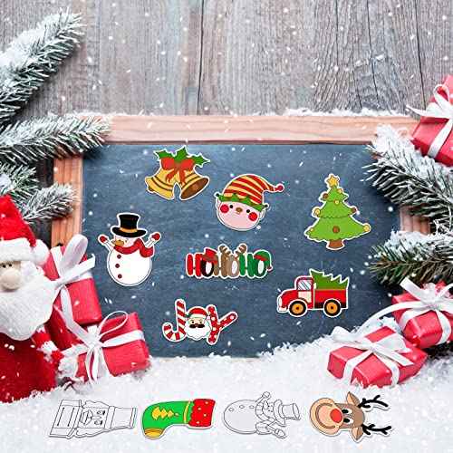 Oudain 36 Pcs DIY Christmas Refrigerator Magnets - Color Your Own Fridge Magnets - Holiday & Xmas Party Favors