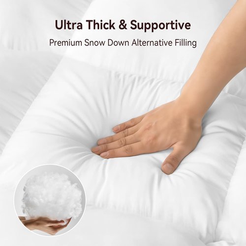 ABENE Twin Size Mattress Topper - Extra Thick Plush Bed Pad for Back Pain Relief | Soft White Pillowtop