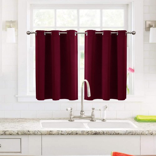 ChrisDowa Small Window Curtains - Grommet Thermal Insulated Room Darkening Panels (Burgundy Red, 52 x 36 Inch)