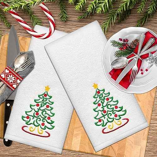 Hexagram Christmas Hand Towels for Bathroom, Embroidered Christmas Bath Towels, Cotton Soft Hand Towel, Xmas Decor for Bathroom