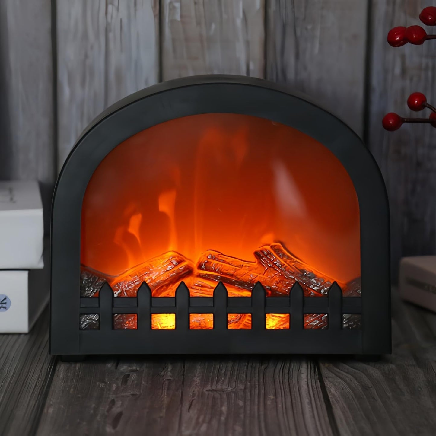 Skiennix LED Fireplace Lantern - USB & Battery Powered Flameless Light | Mini Table Decorative Lamp for Cozy Home Decor