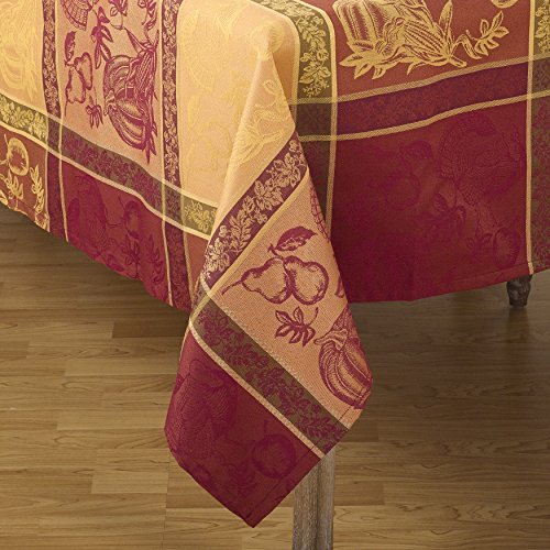 Thanksgiving Jacquard Cotton Blend Tablecloth 72x104 Inches Multi-Color