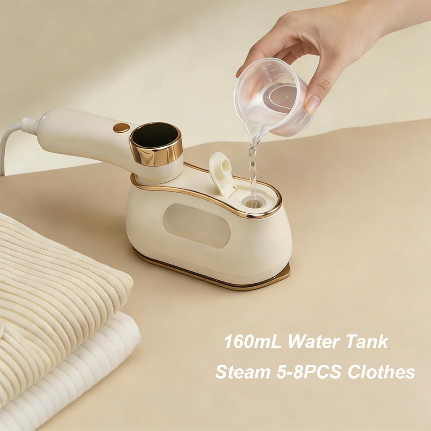 Skiennix Travel Steam Iron - 1200W Mini Garment Steamer with Smart LCD Screen & 3 Steam Levels | Fast Heating, White
