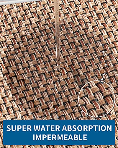 MontVoo 20x47 Inch Beige Non-Slip Washable Braided Kitchen Rug with Rubber Backing