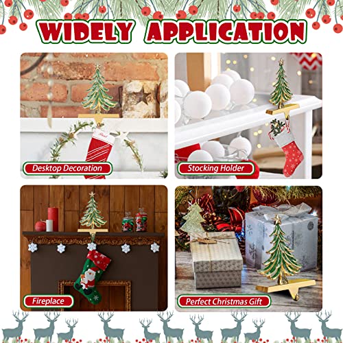 JUSTOTRY Christmas Stocking Holders for Mantle Gold & Green Xmas Tree Decoration