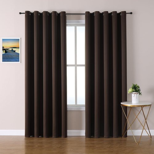 ChrisDowa Brownout Curtains - Thermal Insulated Room Darkening Panels, 70 x 84 Inch, Brown (Set of 2)