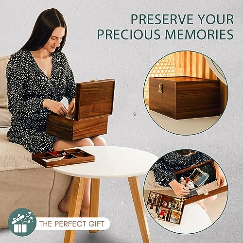 Public House Locking Wooden Keepsake Box 12 x 8.5 Inch Walnut - Customizable Wedding Memory Storage