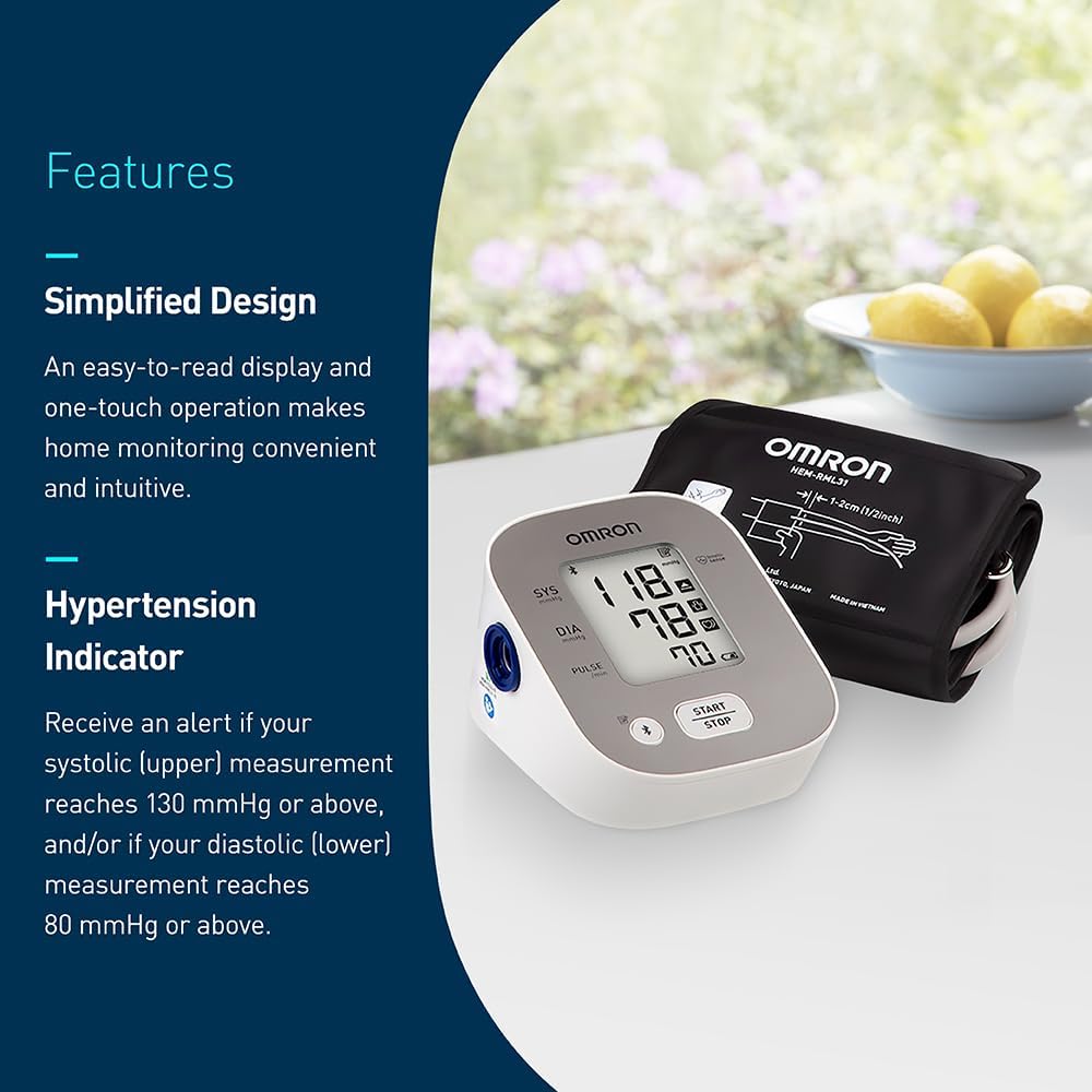 OMRON Blood Pressure Monitor - Clinically Validated Upper Arm Cuff for Home Use | Connect App Enabled