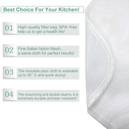 Bellamei Nut Milk Bag Reusable 3 Pack Food Strainer Nut Bags For Almond/Soy Milk Greek Yogurt Professional for Cold Brew Coffee Tea Beer Juice Fine Italian Nylon Mesh (2 pack-8"x10")