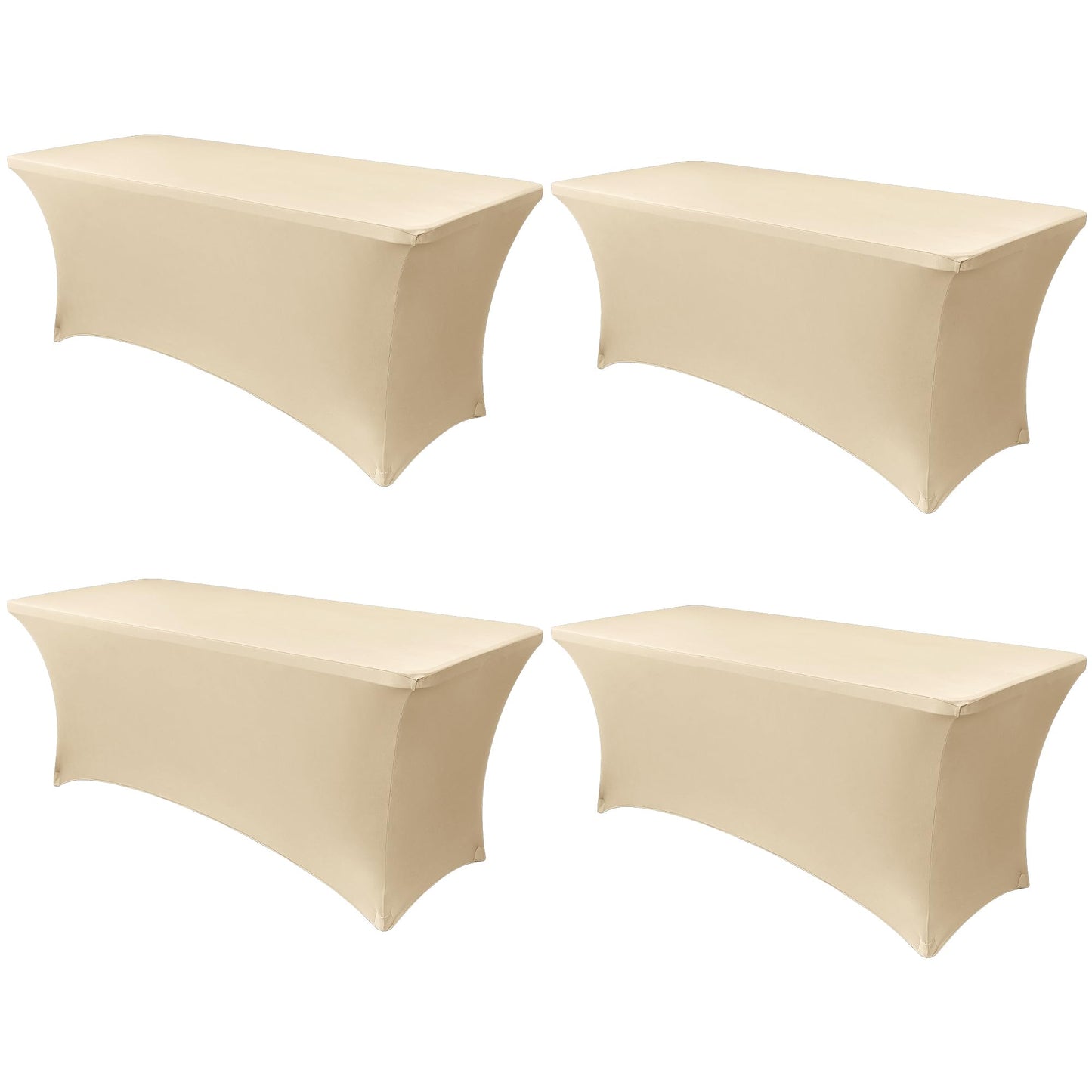 Obstal 6ft Stretch Spandex Table Cover - 4 Pack Universal Rectangular Fitted Tablecloth Protector for Wedding, Banquet and Party (Champagne, 72L x 30W x 30H Inches)