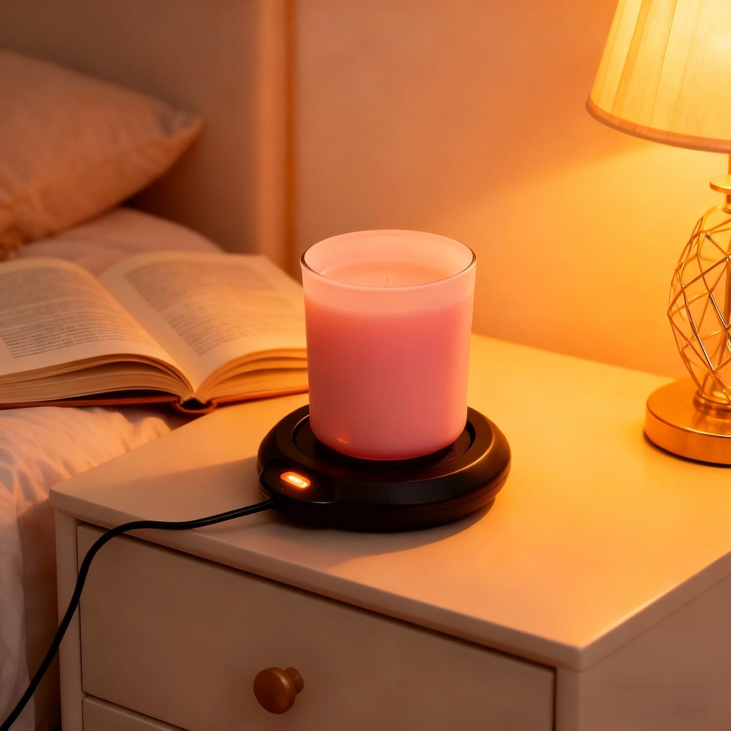 Large Candle Warmer Wax Melter, Warmer Plate for Candle Jar, Wax Cubes Melter, Warmer Plate, Electric Coffee Mug Warmer, Tea or Various Beverages Warmer, for Home, Office Desk, etc, Best Gift(Black)